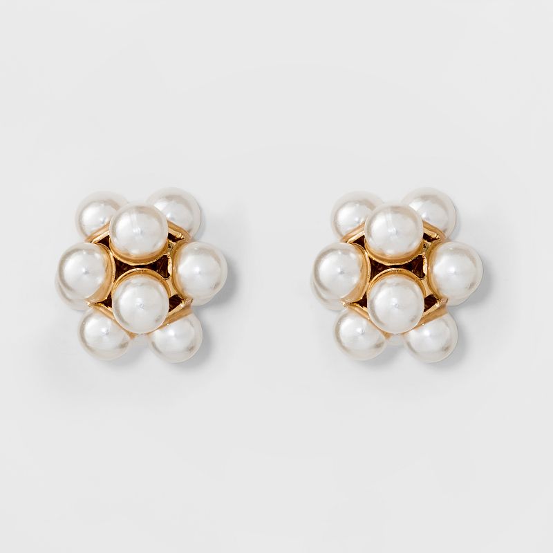 Simulated Pearl Stud Earrings - A New Day™ Gold: Nickel-Free, Post Closure, Zinc Material
