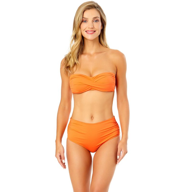Women's Live In Color Twist Bandeau Bikini Top-Peach-XS
