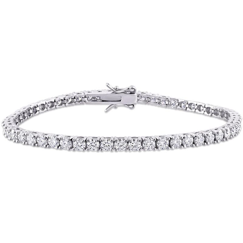 EVERLY JEWELRY | Sterling Silver 5 1/10 CT DEW Created Moissanite-White Tennis Bracelet
