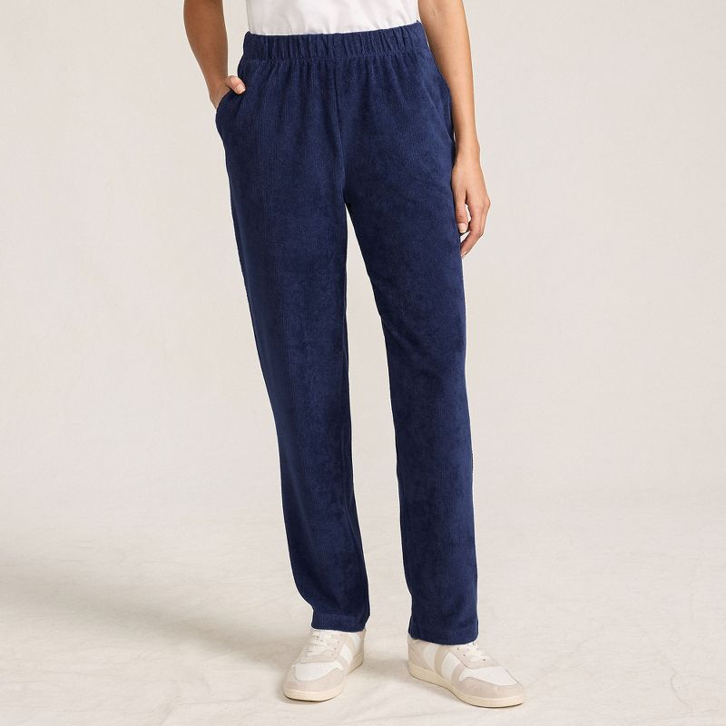Lands' End Women's Sport Knit High Rise Corduroy Pants - Large - Deep Sea Navy