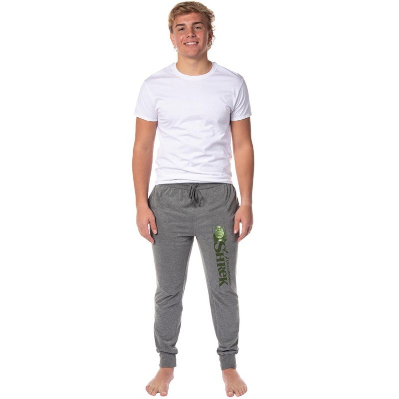 INTIMO DreamWorks Shrek Men's Movie Film Title Logo Character Jogger Sleep Pajama Pants Medium Grey