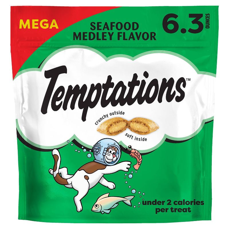 Temptations Classic Seafood Medley Flavor Crunchy Cat Treats - 6.3oz