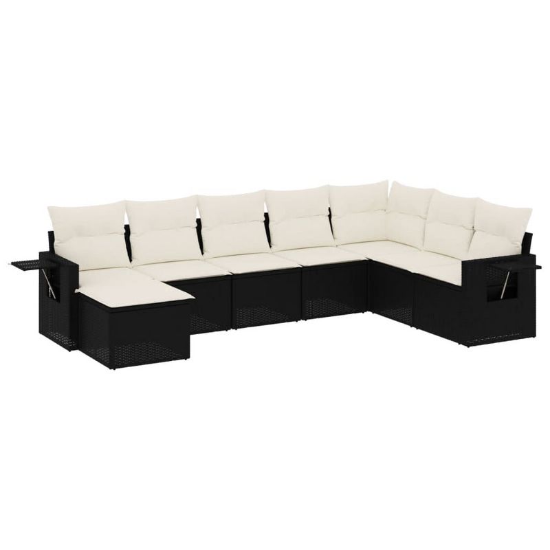 vidaXL Garden Sofa Set Black, Cream White