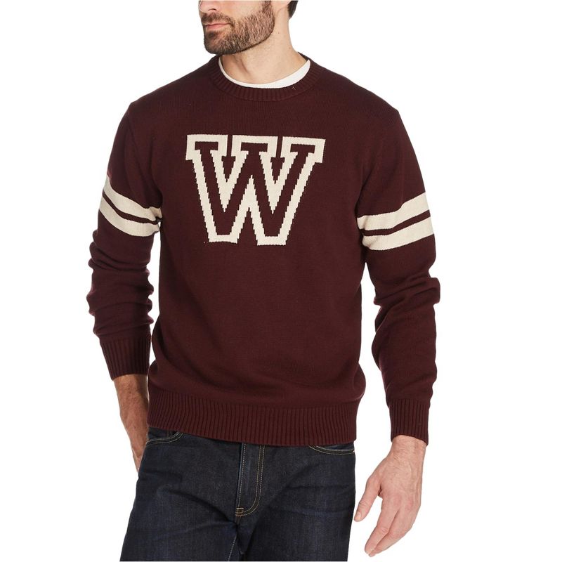 Weatherproof Mens Varsity Pullover Sweater, deepburgundy, Large
