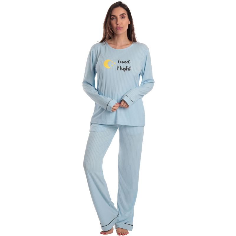 Just Love Women’s Cotton Pajama Set – Long Sleeve Top & Sleep Pants with Pockets – Soft Jersey Knit