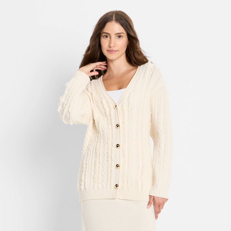 Women's Relaxed Cardigan Sweater - Future Collective Cream S