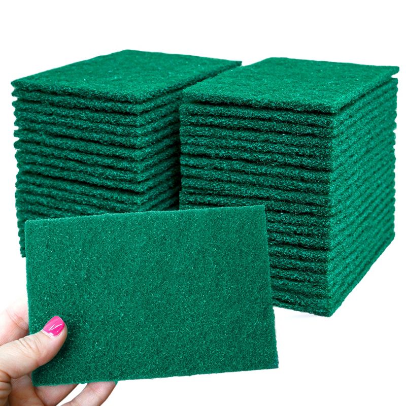 Bison Life Medium Duty Scouring Pads - 40ct Scrub Sponges for Cleaning - 4 x 6 - Green