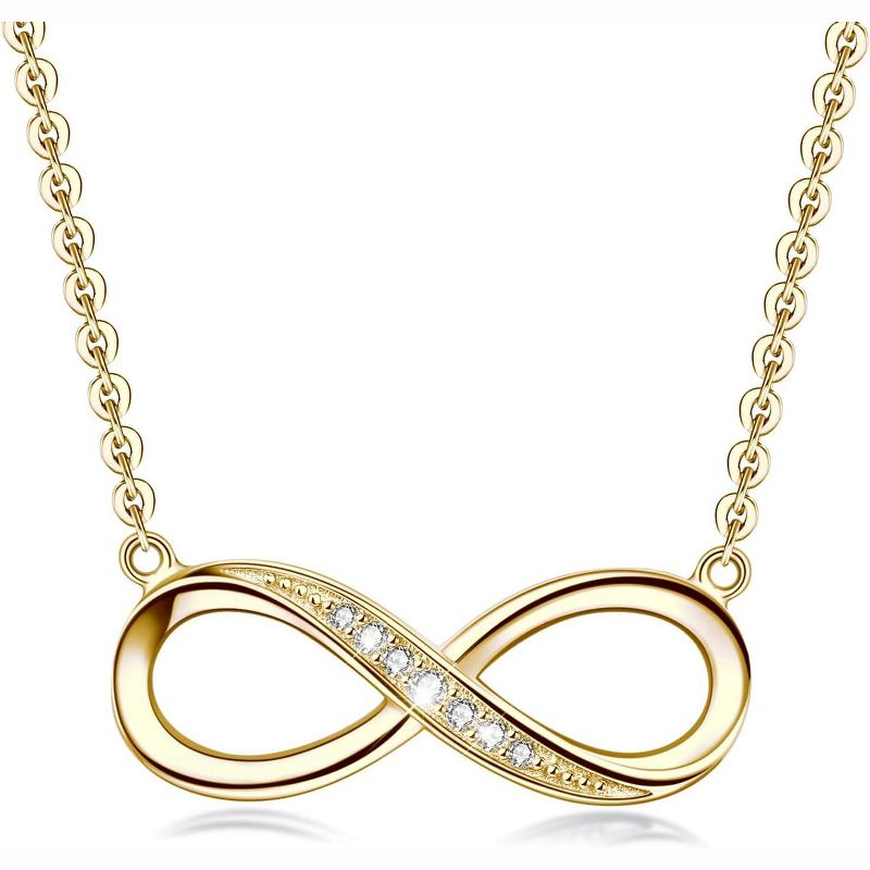 SmallRig Infinity Love Heart Necklace for Women, 925 Sterling Silver Fine Jewelry Yellow Gold