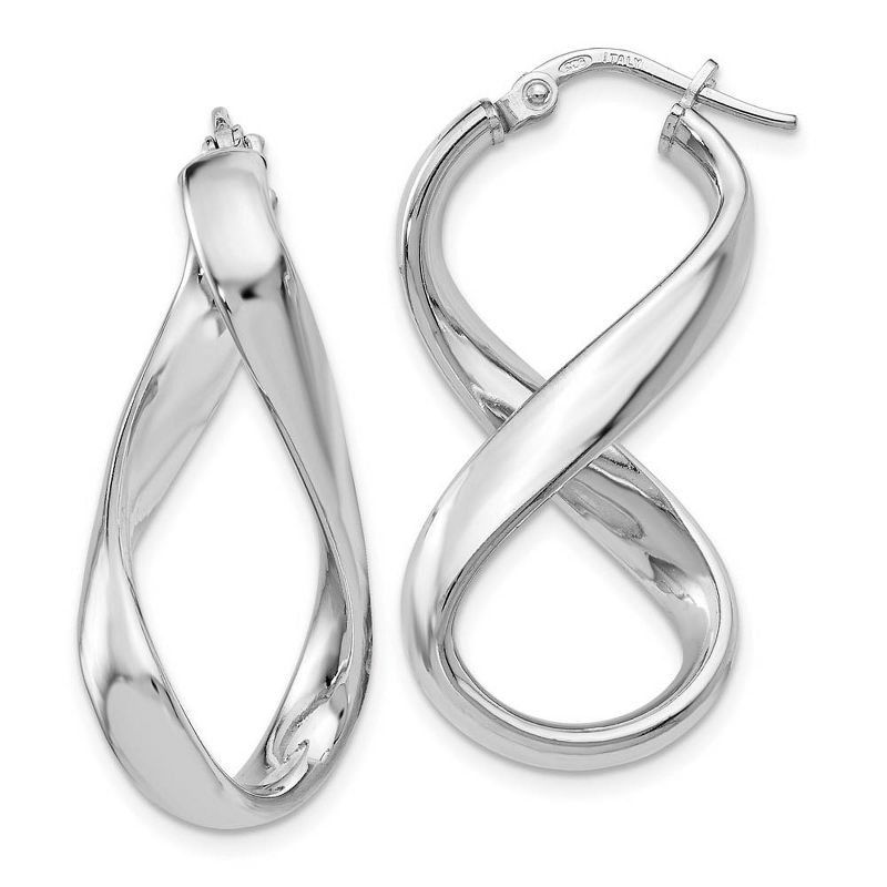 Black Bow Jewelry Polished Twisted Hoop Earrings in Sterling Silver, 34mm (1 5/16 in)