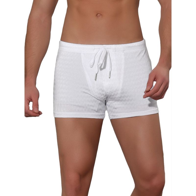 Lars Amadeus Men's Solid Color Drawstring Waist Summer Beach Pool Swim Trunks White 32