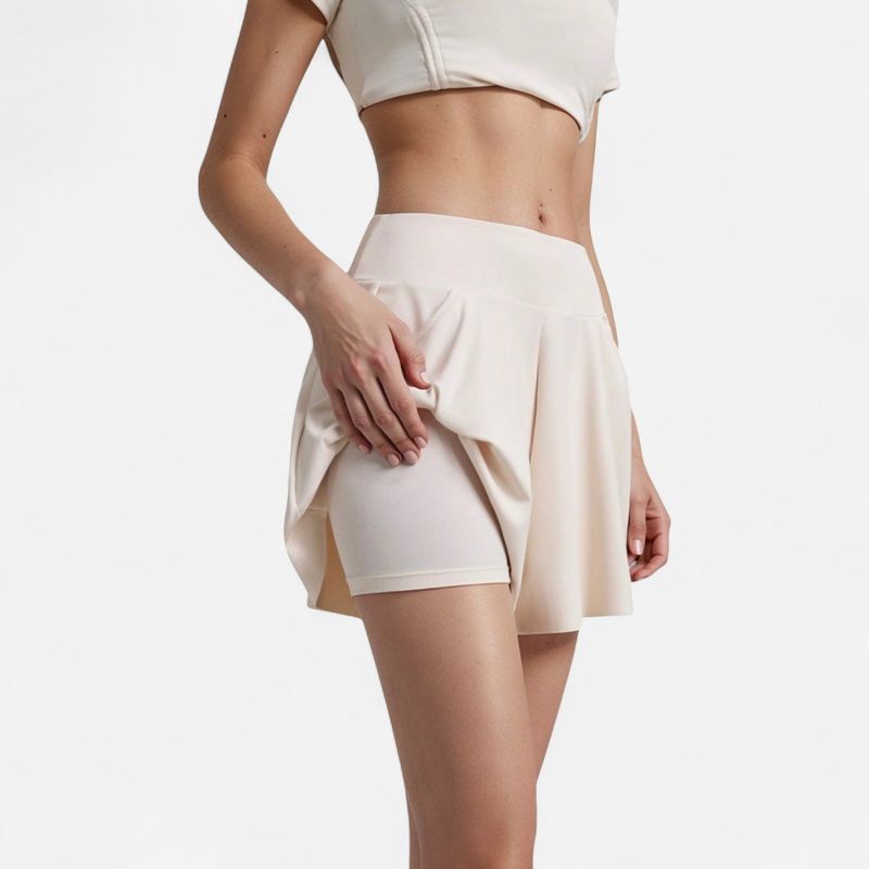 Anna-Kaci Active Women's High Waist Flowy Athletic Skort with Pockets and Built-In Shorts - X Large, Off White