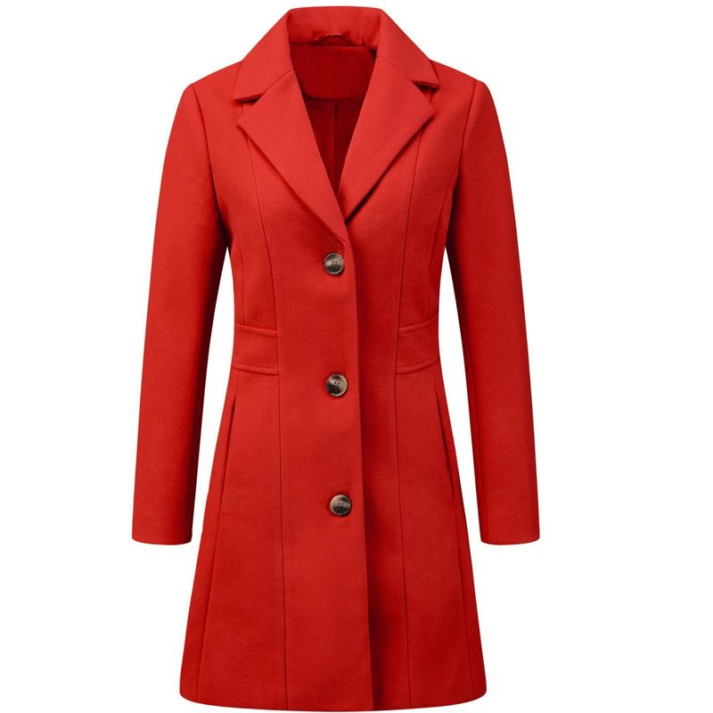 INSPIRE CHIC Women's Single Breasted Notched Lapel Long Winter Trench Coats Large Red