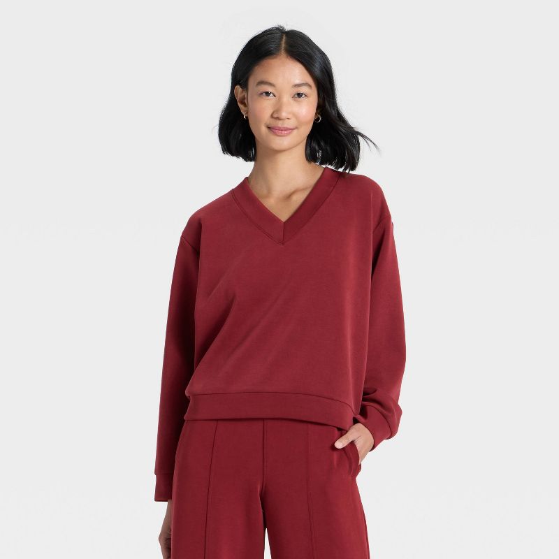 Women's Sandwash Sweatshirt - A New Day™ Maroon L