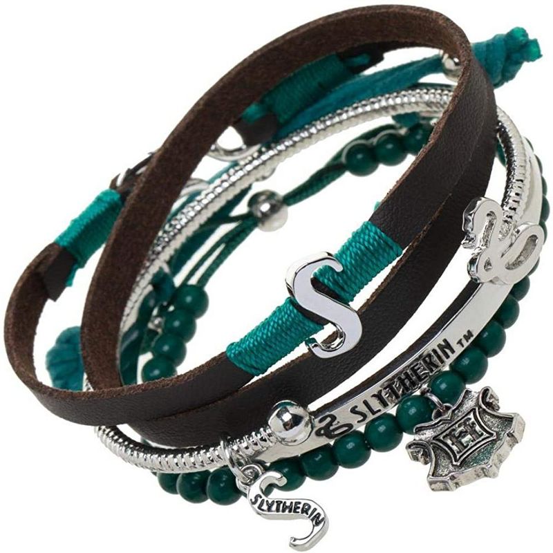 Harry Potter Slytherin Charm Friendship Bracelet Gift Set - 4 Pack