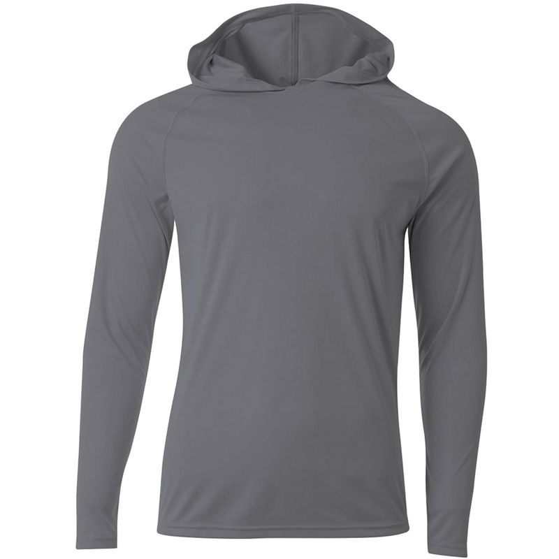 Hardcore Men's Long Sleeve Hooded Rash Guard Comfortable Performance Swim Shirt Graphite Small