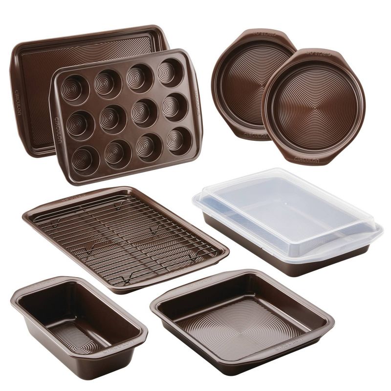 Circulon 10pc Nonstick Bakeware Set Chocolate Brown: Steel Baking Pans, Even-Heating, Dishwasher & Oven-Safe, Lifetime Warranty