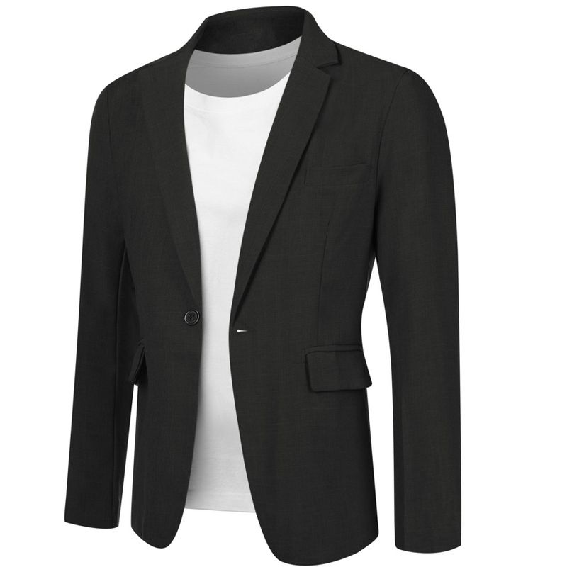 Lars Amadeus Men's Solid Color Prom Wedding Formal Suit Jacket Small Black