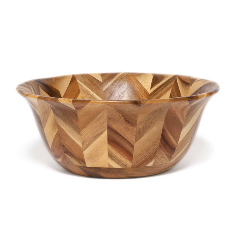 192oz Acacia Hand Pieced Herringbone Serving Bowl - Lipper International