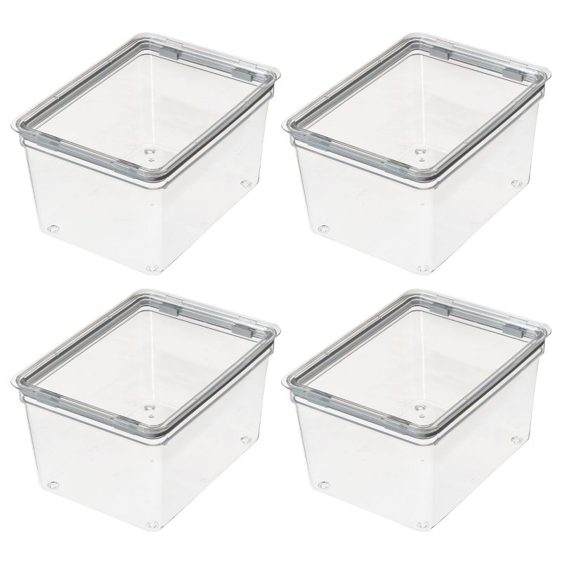 iDesign Large Food Storage Bin with Airtight Lid - Set of 4 - Clear
