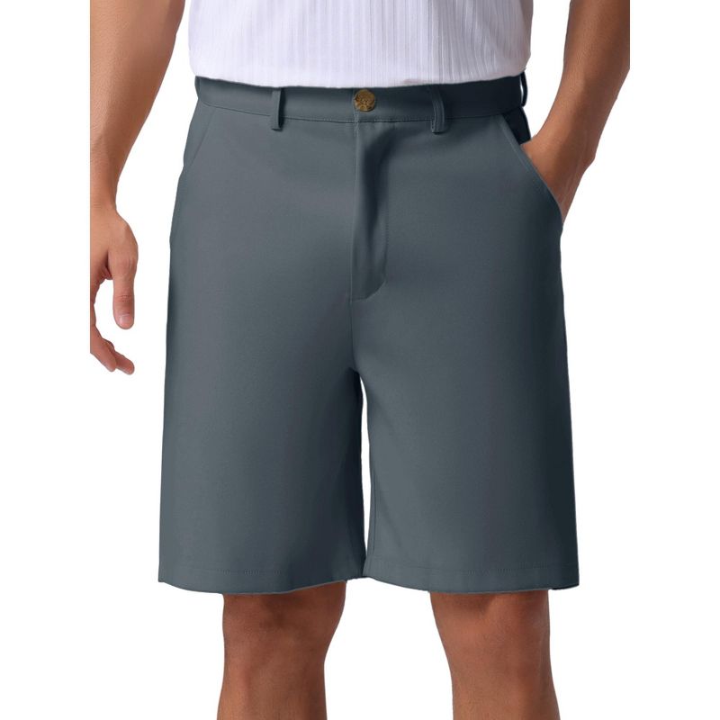 INSPIRE CHIC Men's Summer Solid Color Lightweight Mid-Rise Classic Chino Shorts Gray 38