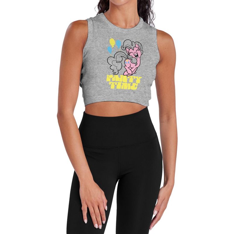 Women's My Little Pony Tv Party Time Sleeveless Crop Top Tank Athletic Heather Large