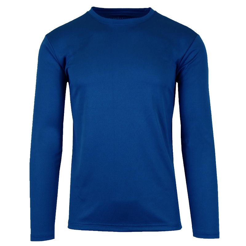 Galaxy By Harvic Men's Long Sleeve Moisture-Wicking Performance Crew Neck Tee - XL, Navy