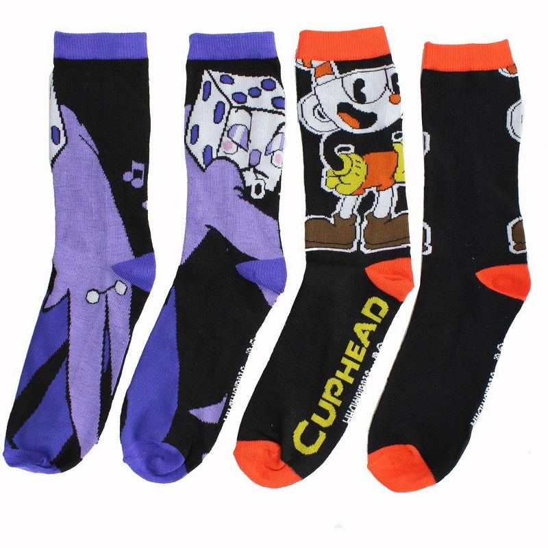 Hypnotic Socks Cuphead Men's Crew Sock 2-Pack - Cuphead & King Dice