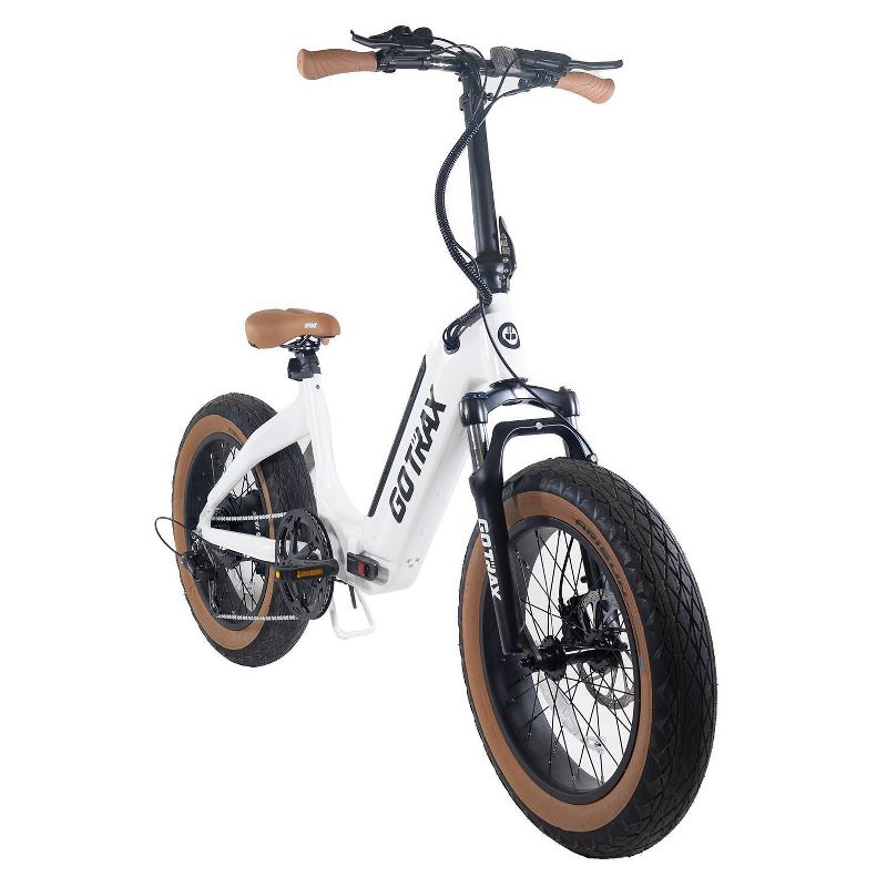 GOTRAX Adult F5 20" Step Through Electric Folding Bike - White