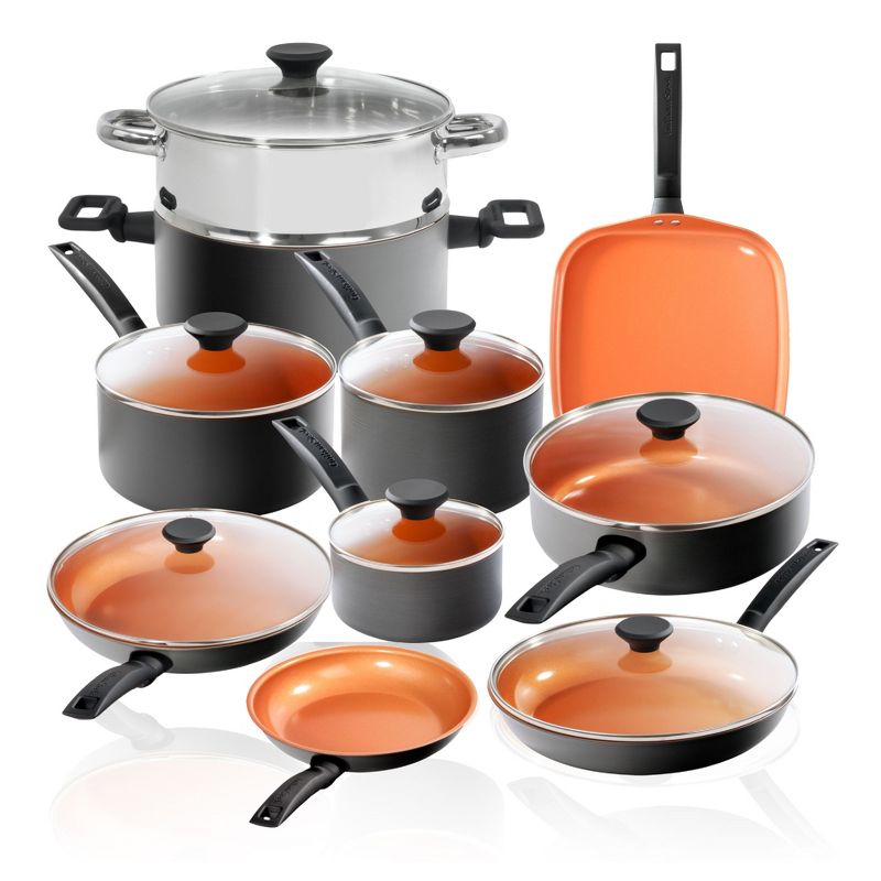 Gotham Steel Pro Premier Hard Anodized Cookware Set 17 Pc Nonstick Pots and Pans Set