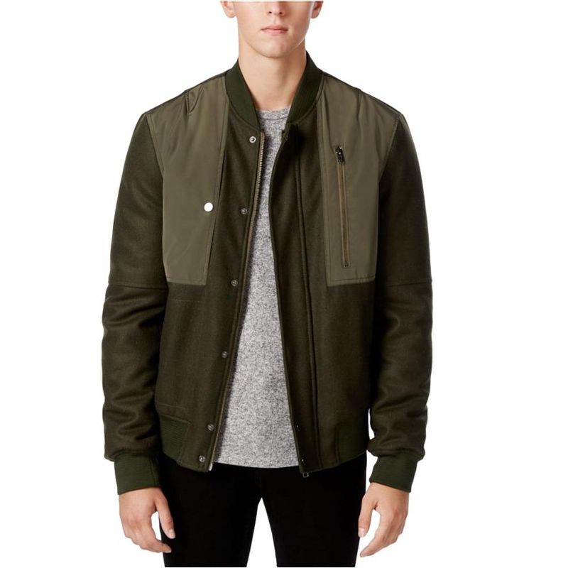 William Rast Mens Benton Bomber Jacket, olivenight, Small