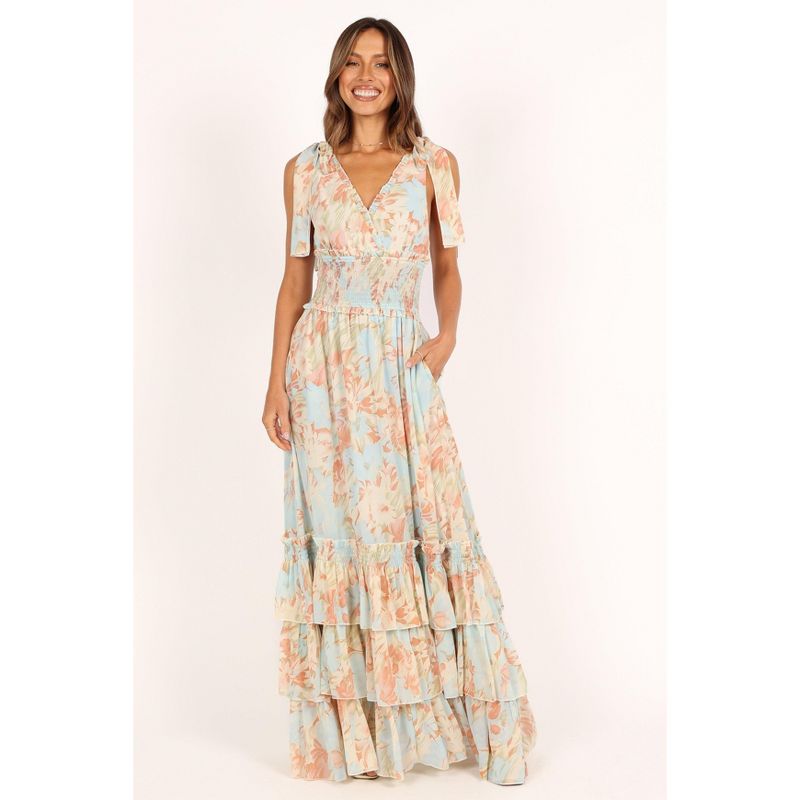 Petal and Pup Womens Christabel Tiered Maxi Dress - Blue Floral S