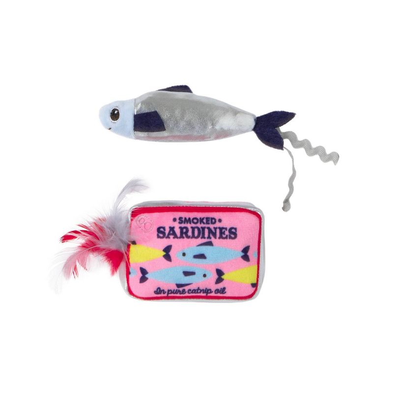 Quirky Kitty Sassy Smoked Sardines Cat Plush Toy - Silver