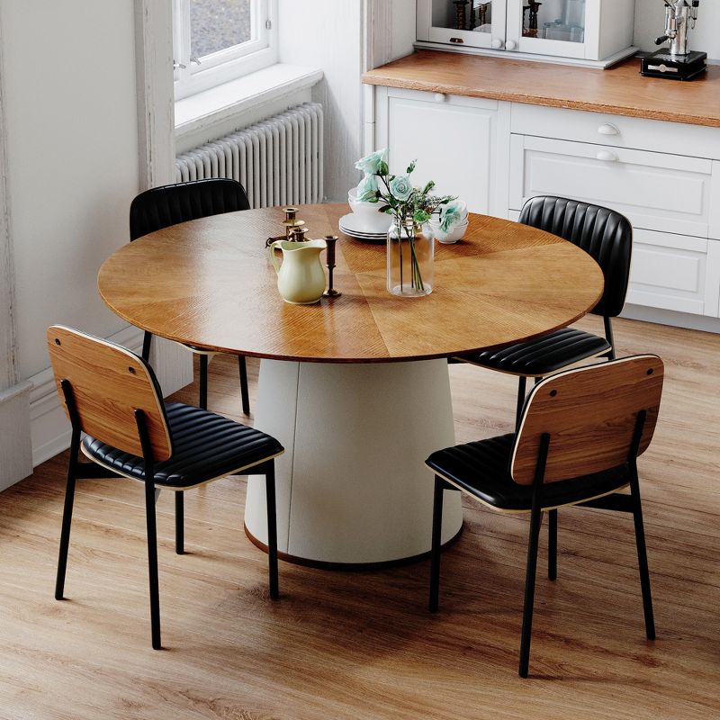 Luck Live Farmhouse Round Dining Table , 59" Round Kitchen Table for 6-8 Persons, Stylish Dining Room Furniture