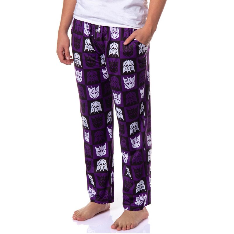 Intimo Transformers Men's Decepticon Logo Tile Print Sleep Pajama Pants (Medium) Purple