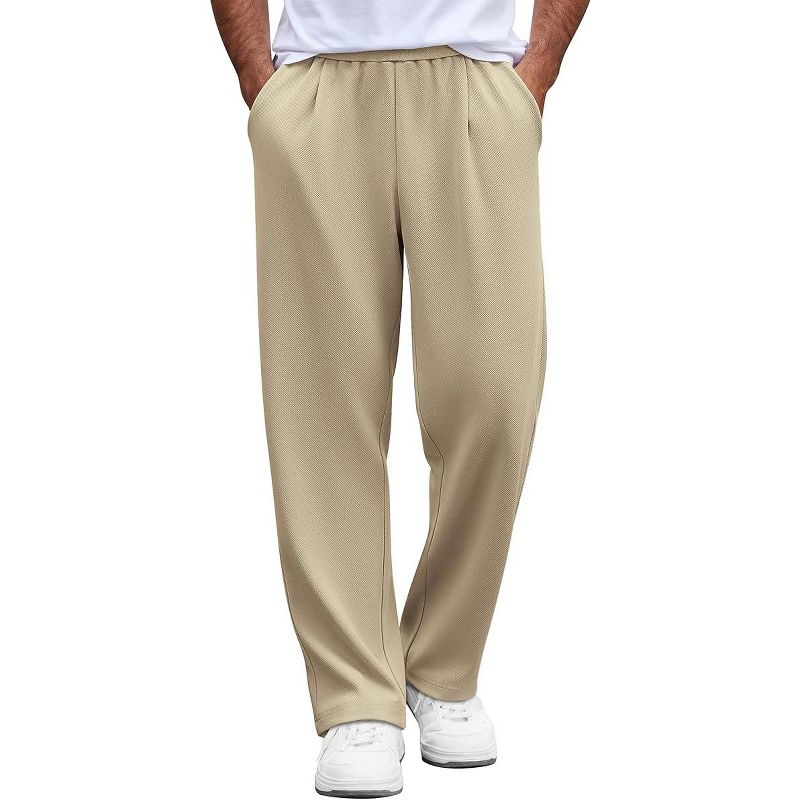 COOFANDY Mens Casual Sweatpants Open Bottom Lounge Pants Lightweight Baggy Workout Yoga Track Pants Beige S