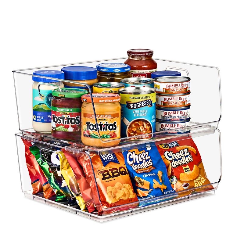 Sorbus 2 Pack Large Open Front Clear Stackable Fridge Storage Bins - Great for Kitchen Organization, Pantry Storage and more