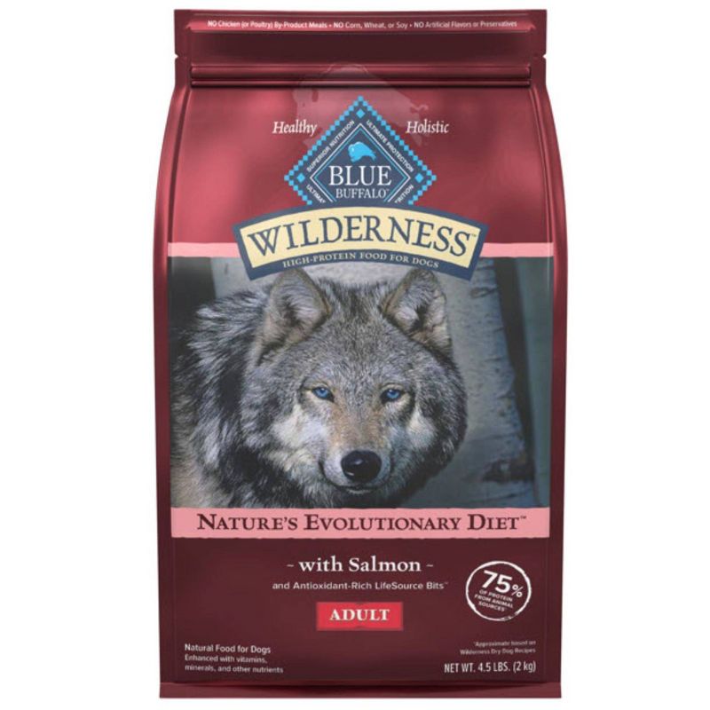 Blue Buffalo Wilderness High Protein Natural Adult Dry Dog Food plus Wholesome Grains with Salmon - 4.5lbs