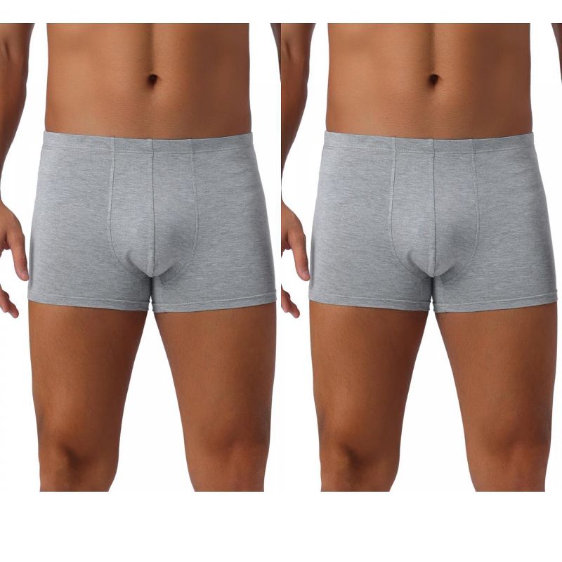 INSPIRE CHIC Men's 2 Pack Underwear Regular Fit Soft Comfortable Solid Color Basic Boxer Briefs 2 Light Gray 34