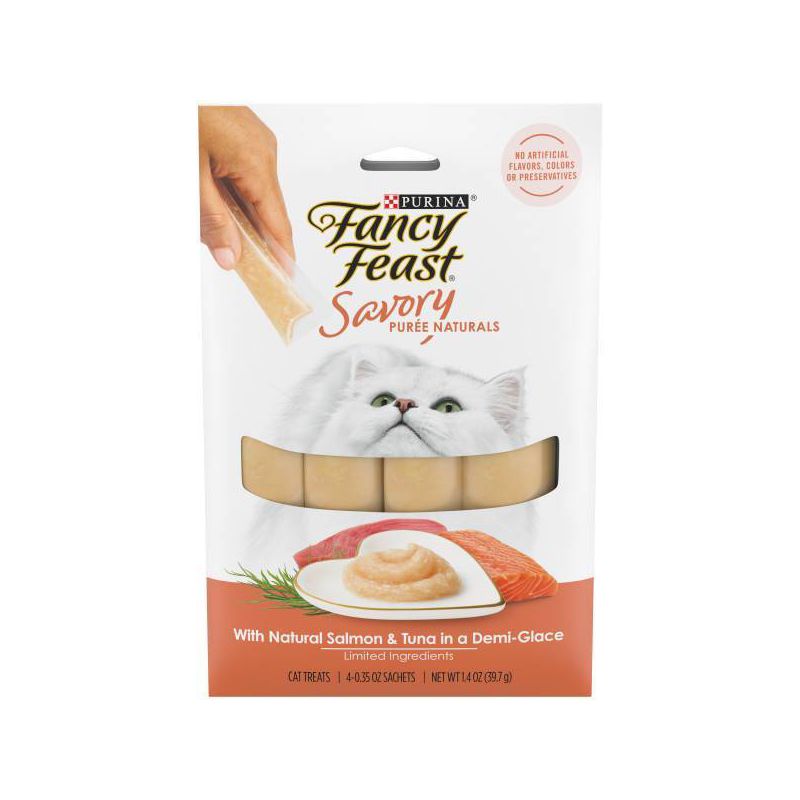 Fancy Feast Seafood Flavor Savory Puree Naturals Cat Treats - 1.4oz/4ct