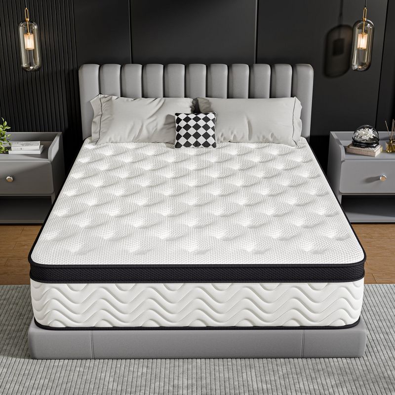 Sailvan Full Size Mattress 12 inch, Hybrid Mattress in a Box with Memory Foam and Pocket Springs for Edge Support, White