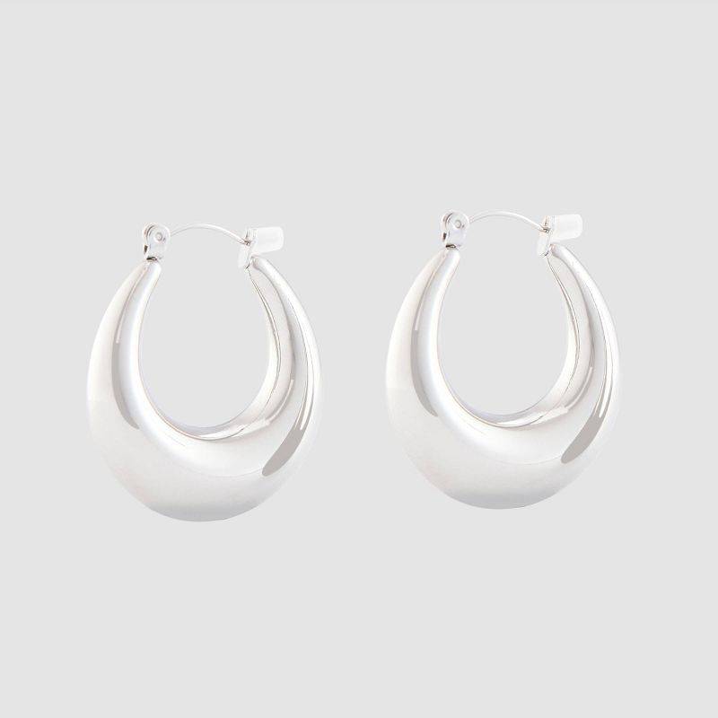 Domed Water Resistant Metallic Hoop Earrings - A New Day™ Silver
