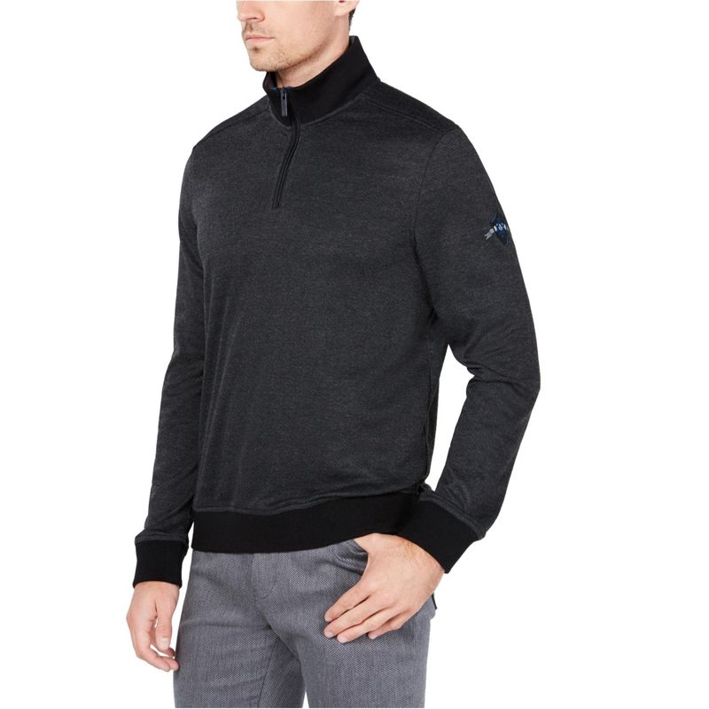 Ryan Seacrest Mens Quarter-Zip Pullover Sweater, black, Medium