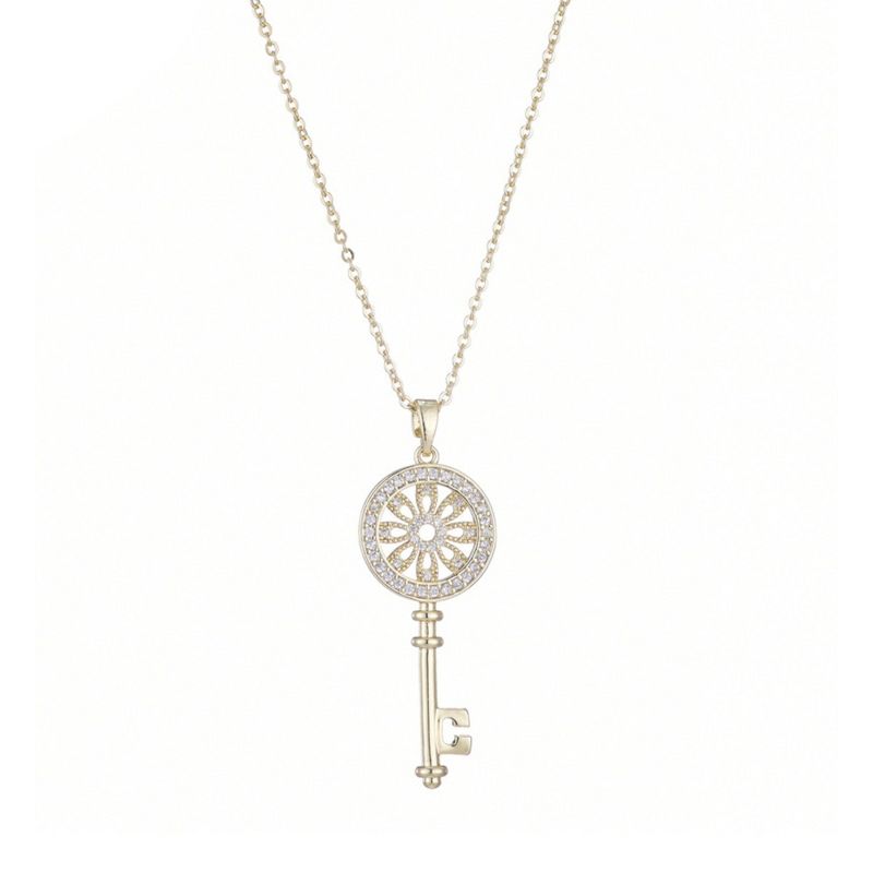 Adornia 14k Gold Plated Ornate Key Pendant Necklace