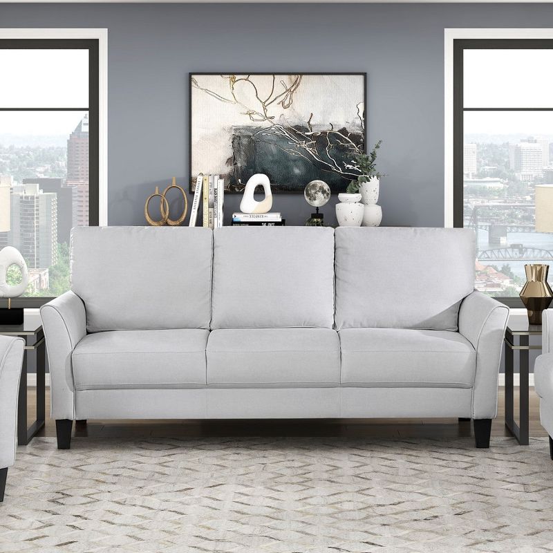 Modern Contemporary Upholstered Sofa Gray Plush Seat Comfort Durable Solid Wood Living Room Furniture 3-Seater Couch 1pc