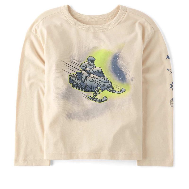The Children's Place Boys Long Sleeve Graphic Relaxed Top Cream M (7/8)