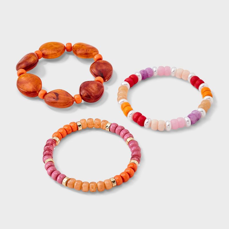 Multi Beaded Bracelet Set 3ct - Universal Thread™ Multi
