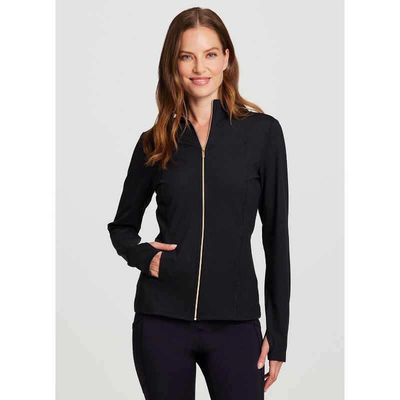 RBX Active Women's Ultra Lightweight, Buttery Soft Stretch Jersey Athletic Fit Everyday Active Jacket with Pockets - Black,S