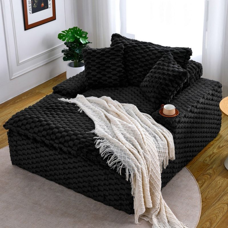 51" Comfort Bearing Sofa, Sleeper Sofa with 2 Pillows Backrest, Minimalist Sofa Couch for Multiple Scenarios in Bedrooms and Living Rooms, Black