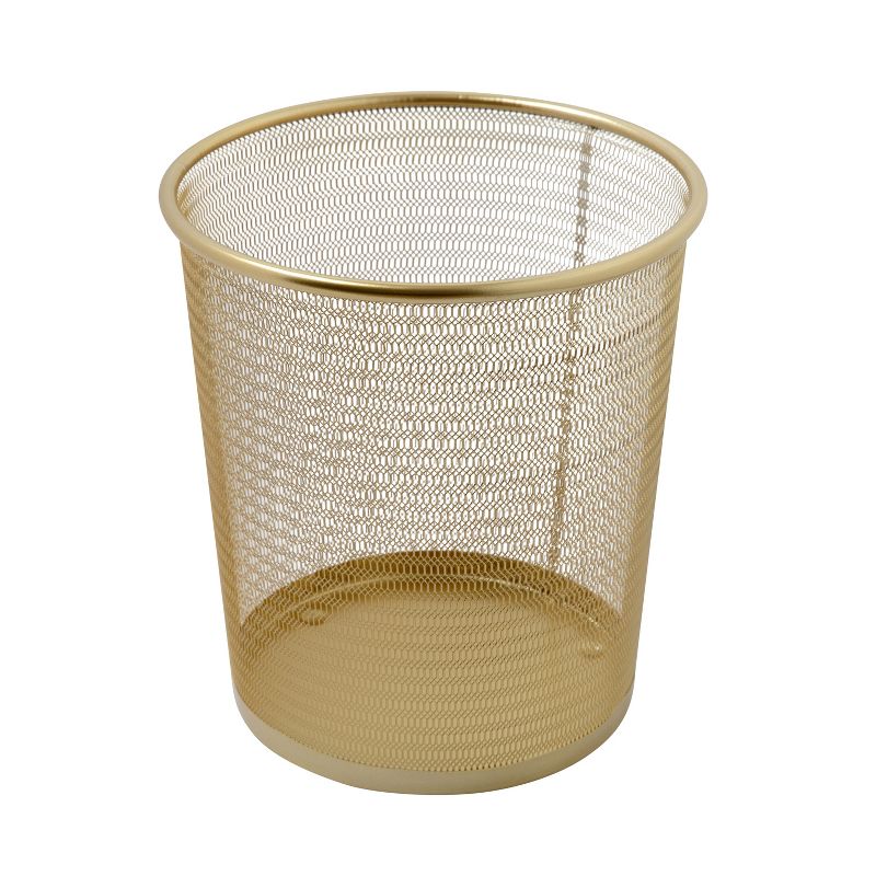 Martha Stewart Ryder Gold Mesh Metal Trash Can, 4.5 Gallon, Wastebasket for Office