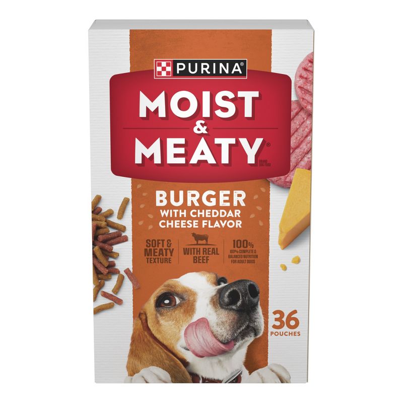 Moist & Meaty Beef Burguer with Cheddar Cheese Flavor Dry Dog Food - 36ct Pack